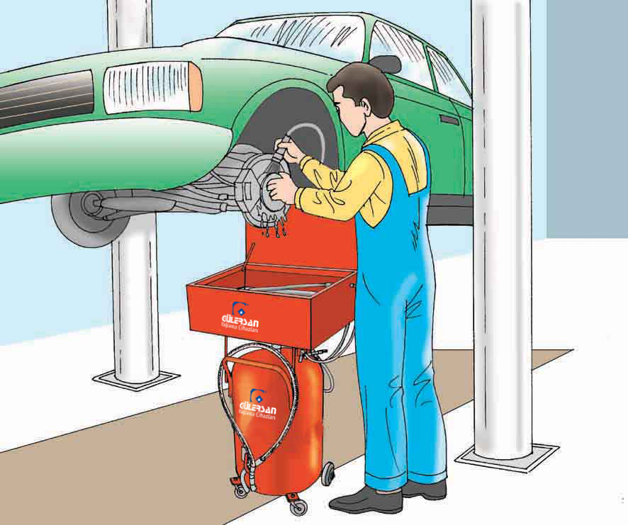Pneumatic Washing Tank 80 Lt 9200. 80-liter capacity pneumatic parts washing tank for cleaning components with solvent or degreaser in professional workshops.
