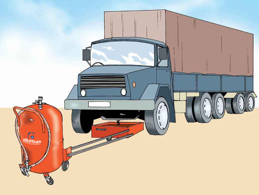Oil Suction Pump from Crankcase, 80 Lt. A portable 80-liter unit used for vacuum suction of waste oil and liquids from engine crankcases or tanks.
