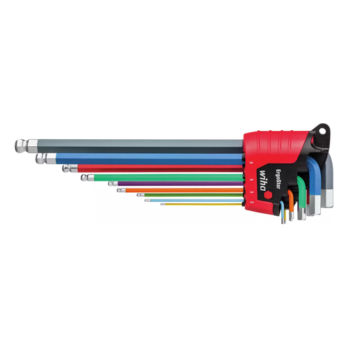 L-Key Set in ErgoStar Holder Ball End Hex Colour Coded Luminous 10-Pcs - 41483