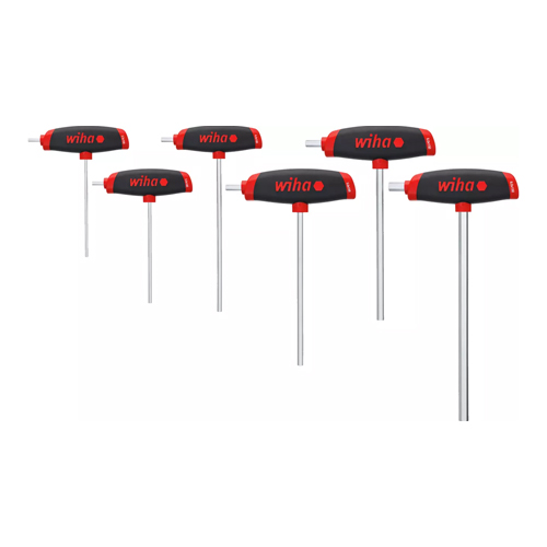 L-Key Set ComfortGrip T-Handle Hexagon with Side Drive Matt Chrome-Plated 6-Pcs - 45620