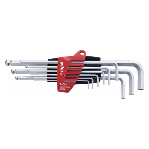 L-Key Set in ProStar Holder Ball End Hex Matt Chrome-Plated 10-Pcs - 07185