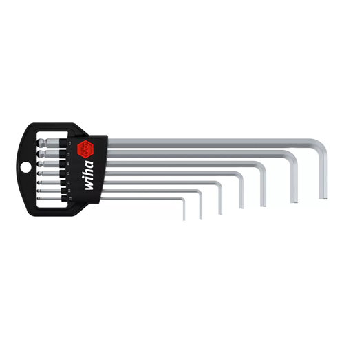 L-Key Set in Classic Holder Ball End Hex Matt Chrome-Plated 7-Pcs - 01416